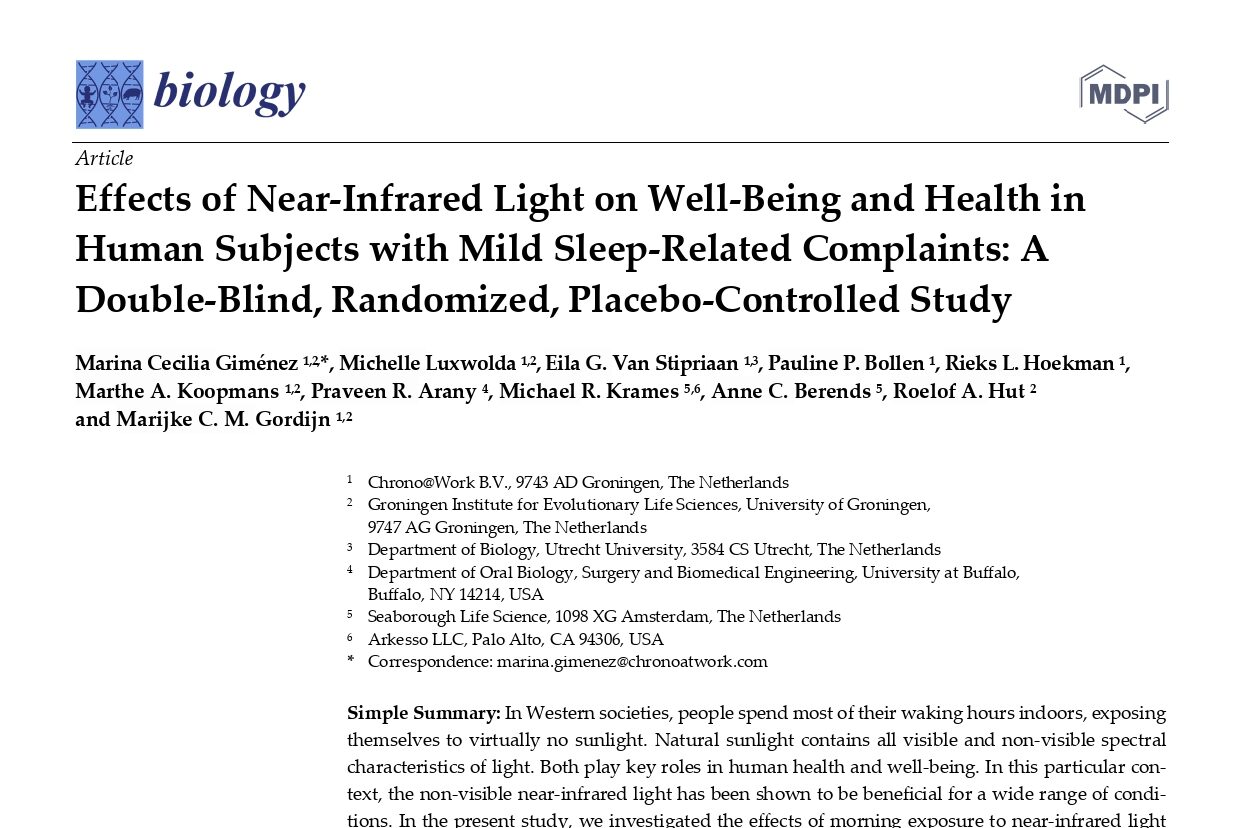 Effects of Near-Infrared Light on Well-Being and Health in Human Subjects with Mild Sleep-Related Complaints: A Double-Blind, Randomized, Placebo-Controlled Study